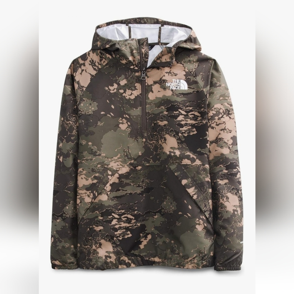 New The North Face Windbreaker Jacket Boys Girls Youth Medium 10 12 Camouflage